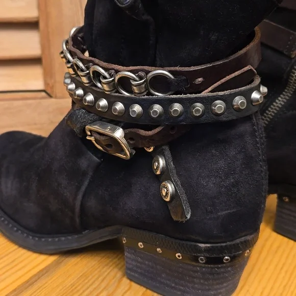 SALE!! A.S.98 CHESTER Black Sueded Leather Short Boots - Picture 10 of 14